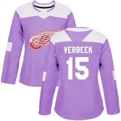 Women's Pat Verbeek Detroit Red Wings Hockey Fights Cancer Practice Jersey - Purple Authentic