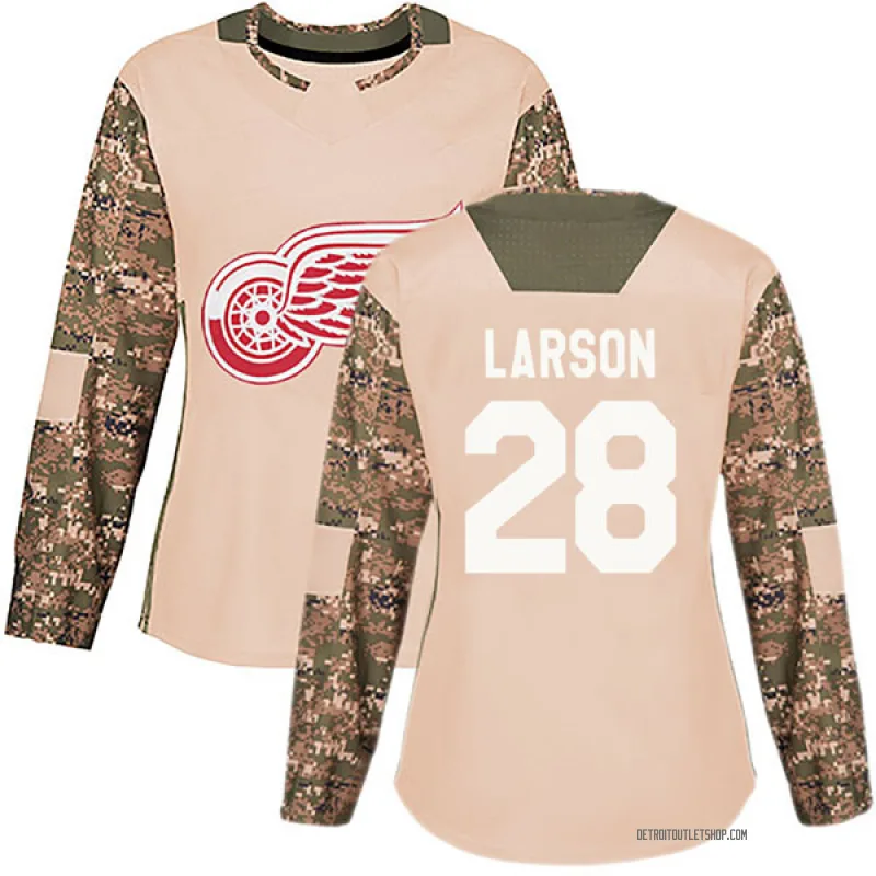 Women's Reed Larson Detroit Red Wings Veterans Day Practice Jersey - Camo Authentic