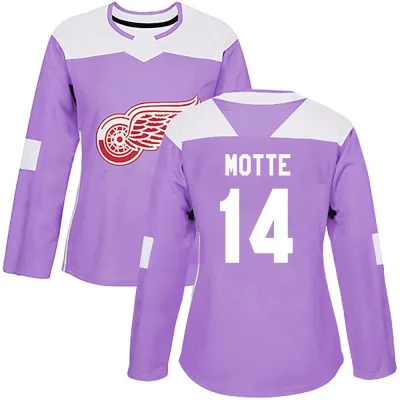 Women's Tyler Motte Detroit Red Wings Hockey Fights Cancer Practice Jersey - Purple Authentic