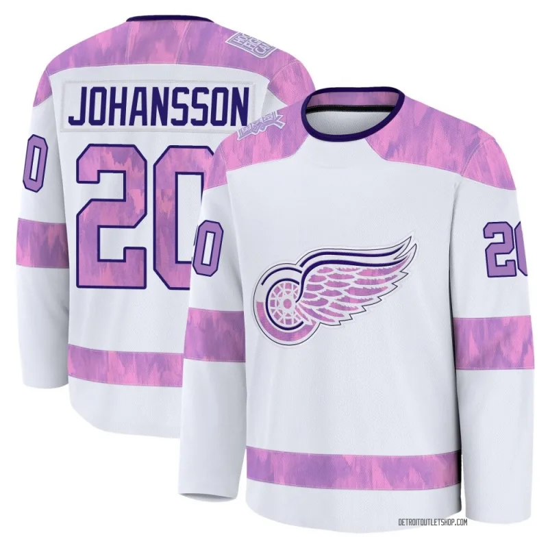 Youth Albert Johansson Detroit Red Wings 2024 Hockey Fights Cancer Practice Jersey - White Premium