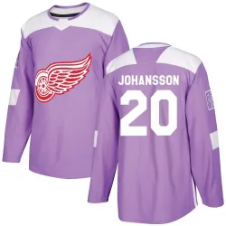 Youth Albert Johansson Detroit Red Wings Hockey Fights Cancer Practice Jersey - Purple Authentic