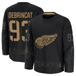 Youth Alex DeBrincat Detroit Red Wings 2024 Military Appreciation Practice Jersey - Black Premium
