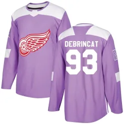 Youth Alex DeBrincat Detroit Red Wings Hockey Fights Cancer Practice Jersey - Purple Authentic