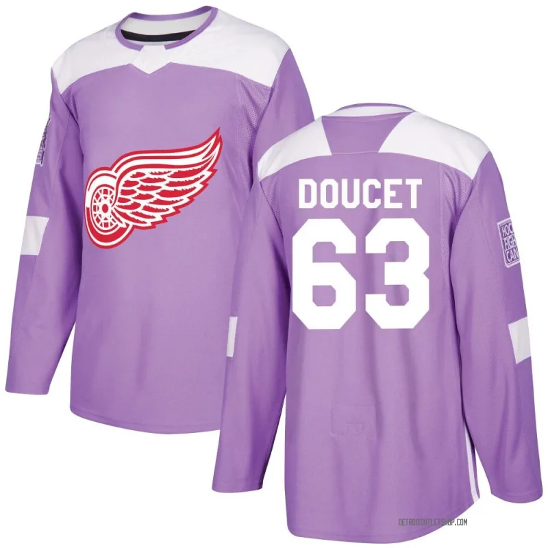 Youth Alexandre Doucet Detroit Red Wings Hockey Fights Cancer Practice Jersey - Purple Authentic