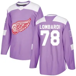 Youth Amadeus Lombardi Detroit Red Wings Hockey Fights Cancer Practice Jersey - Purple Authentic
