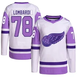 Youth Amadeus Lombardi Detroit Red Wings Hockey Fights Cancer Primegreen Jersey - White/Purple Authentic
