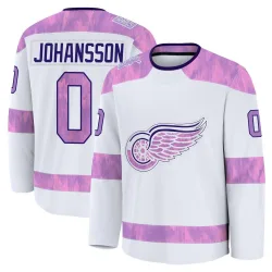 Youth Anton Johansson Detroit Red Wings 2024 Hockey Fights Cancer Practice Jersey - White Premium