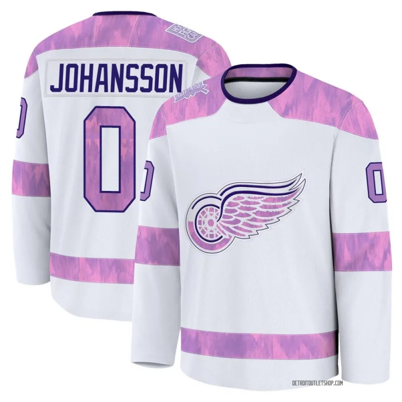 Youth Anton Johansson Detroit Red Wings 2024 Hockey Fights Cancer Practice Jersey - White Premium