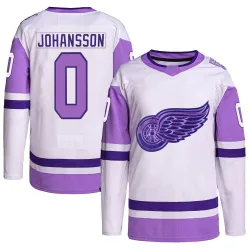 Youth Anton Johansson Detroit Red Wings Hockey Fights Cancer Primegreen Jersey - White/Purple Authentic
