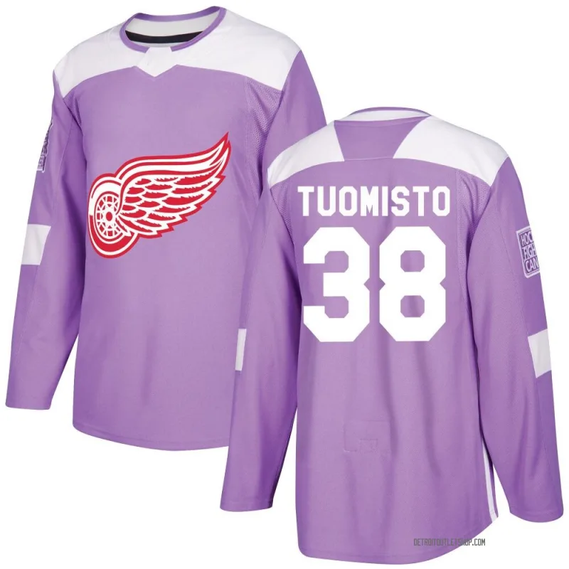Youth Antti Tuomisto Detroit Red Wings Hockey Fights Cancer Practice Jersey - Purple Authentic