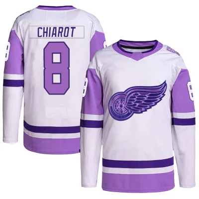 Youth Ben Chiarot Detroit Red Wings Hockey Fights Cancer Primegreen Jersey - White/Purple Authentic