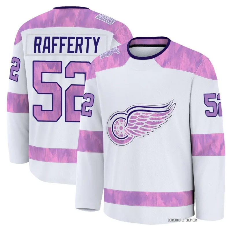 Youth Brogan Rafferty Detroit Red Wings 2024 Hockey Fights Cancer Practice Jersey - White Premium