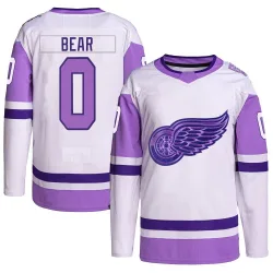 Youth Carter Bear Detroit Red Wings Hockey Fights Cancer Primegreen Jersey - White/Purple Authentic