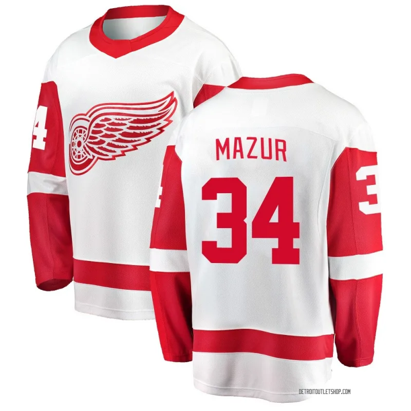 Youth Carter Mazur Detroit Red Wings Away Jersey - White Breakaway