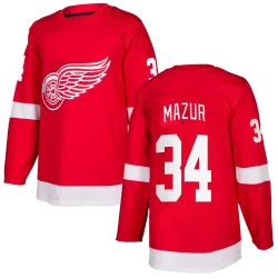 Youth Carter Mazur Detroit Red Wings Home Jersey - Red Authentic