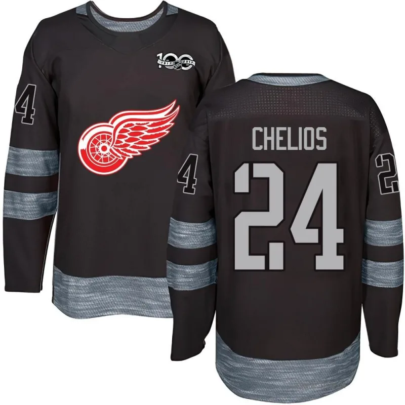 Youth Chris Chelios Detroit Red Wings 1917-2017 100th Anniversary Jersey - Black Authentic