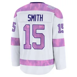 Youth Craig Smith Detroit Red Wings 2024 Hockey Fights Cancer Practice Jersey - White Premium