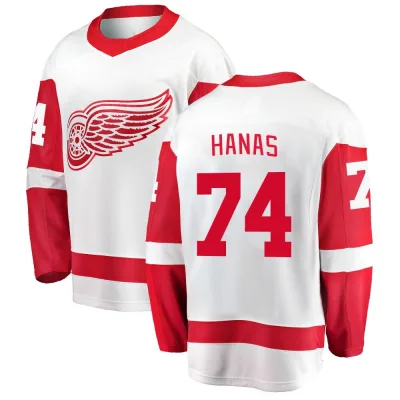 Youth Cross Hanas Detroit Red Wings Away Jersey - White Breakaway