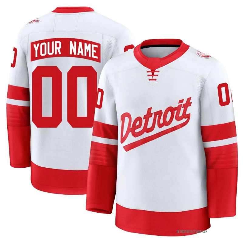Youth Custom Detroit Red Wings 2025 Stadium Series Jersey - White Premium