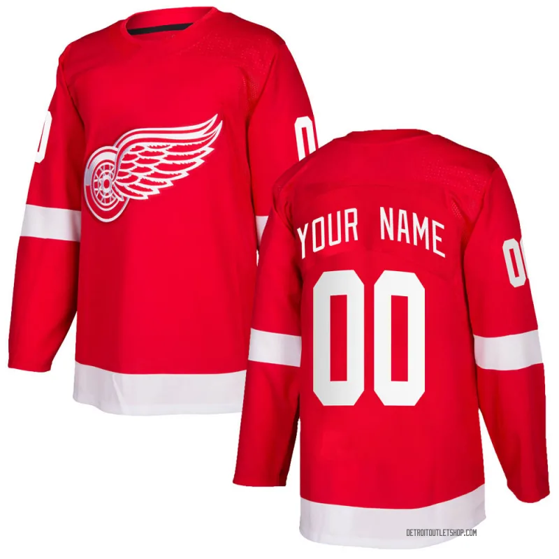 Youth Custom Detroit Red Wings Home Jersey - Red Authentic