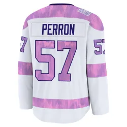 Youth David Perron Detroit Red Wings 2024 Hockey Fights Cancer Practice Jersey - White Premium