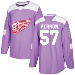Youth David Perron Detroit Red Wings Hockey Fights Cancer Practice Jersey - Purple Authentic