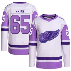 Youth Dominik Shine Detroit Red Wings Hockey Fights Cancer Primegreen Jersey - White/Purple Authentic