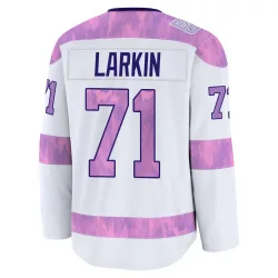 Youth Dylan Larkin Detroit Red Wings 2024 Hockey Fights Cancer Practice Jersey - White Premium