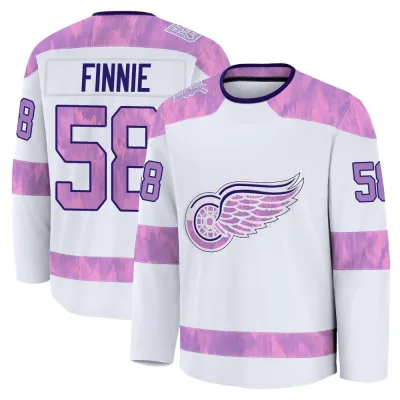 Youth Emmitt Finnie Detroit Red Wings 2024 Hockey Fights Cancer Practice Jersey - White Premium