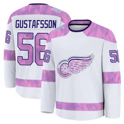 Youth Erik Gustafsson Detroit Red Wings 2024 Hockey Fights Cancer Practice Jersey - White Premium