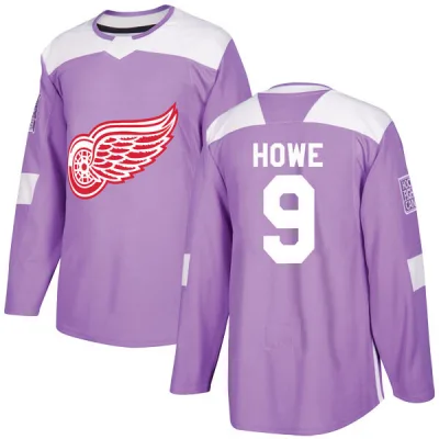Youth Gordie Howe Detroit Red Wings Hockey Fights Cancer Practice Jersey - Purple Authentic