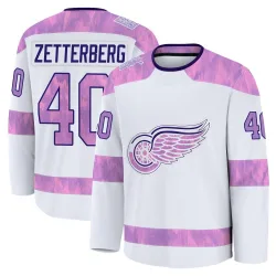 Youth Henrik Zetterberg Detroit Red Wings 2024 Hockey Fights Cancer Practice Jersey - White Premium