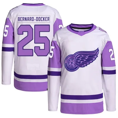 Youth Jacob Bernard-Docker Detroit Red Wings Hockey Fights Cancer Primegreen Jersey - White/Purple Authentic