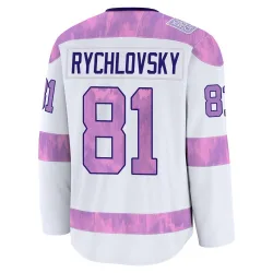 Youth Jakub Rychlovsky Detroit Red Wings 2024 Hockey Fights Cancer Practice Jersey - White Premium