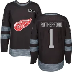 Youth Jim Rutherford Detroit Red Wings 1917-2017 100th Anniversary Jersey - Black Authentic