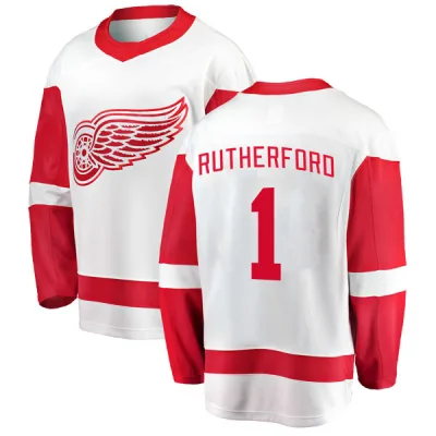 Youth Jim Rutherford Detroit Red Wings Away Jersey - White Breakaway