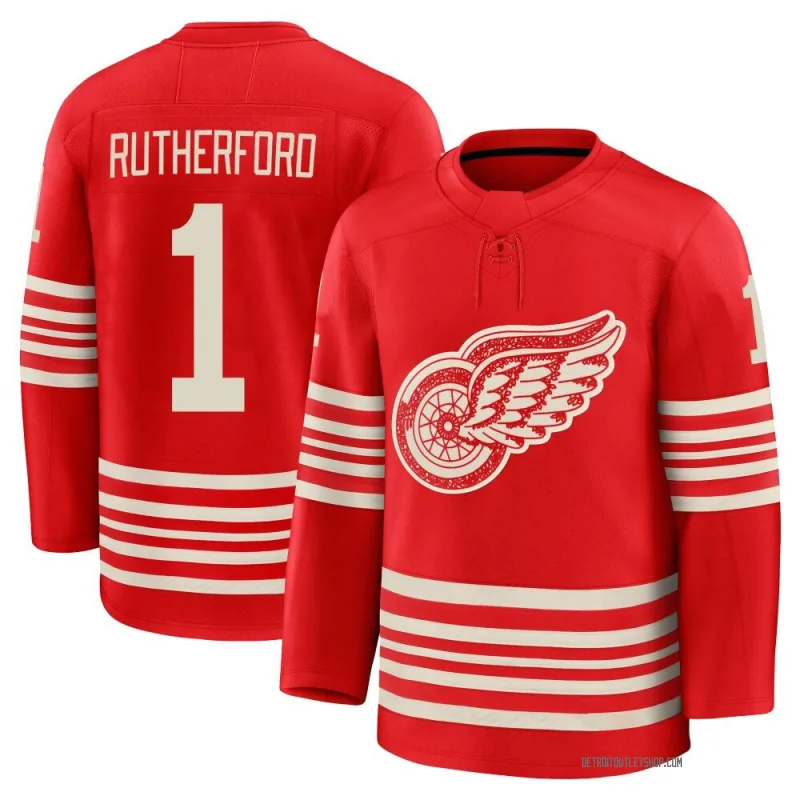 Youth Jim Rutherford Detroit Red Wings Centennial Jersey - Red Premium