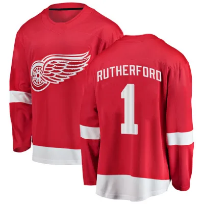 Youth Jim Rutherford Detroit Red Wings Home Jersey - Red Breakaway