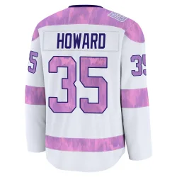 Youth Jimmy Howard Detroit Red Wings 2024 Hockey Fights Cancer Practice Jersey - White Premium