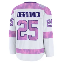 Youth John Ogrodnick Detroit Red Wings 2024 Hockey Fights Cancer Practice Jersey - White Premium