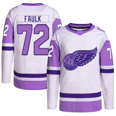 Youth Justin Faulk Detroit Red Wings Hockey Fights Cancer Primegreen Jersey - White/Purple Authentic
