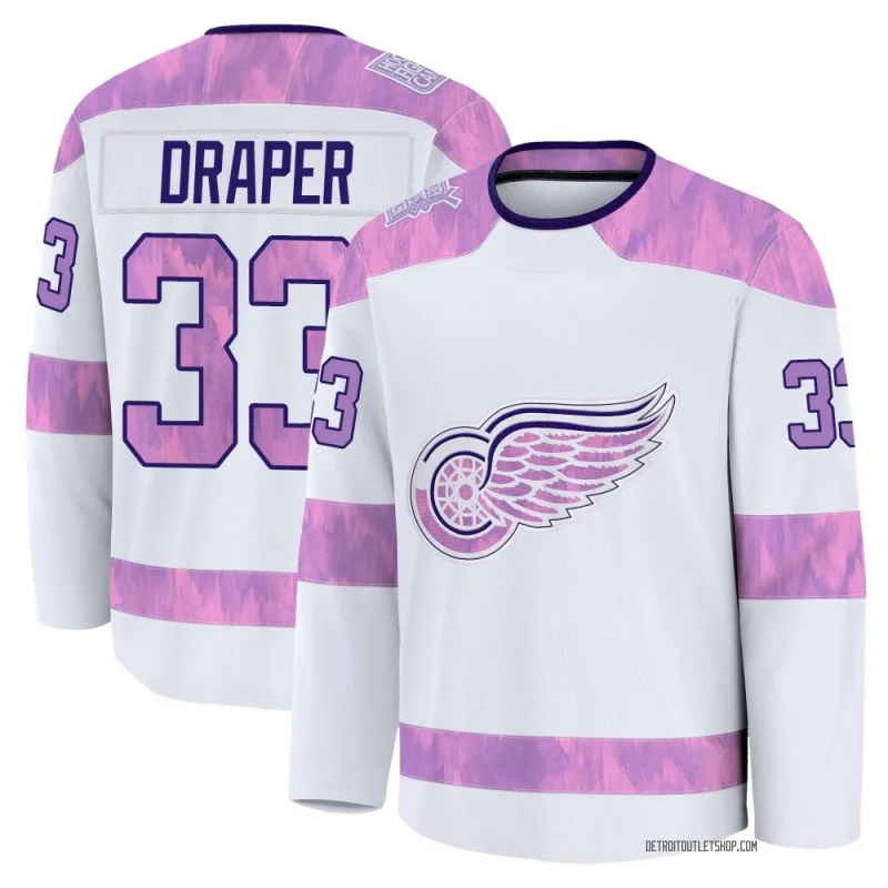 Youth Kris Draper Detroit Red Wings 2024 Hockey Fights Cancer Practice Jersey - White Premium