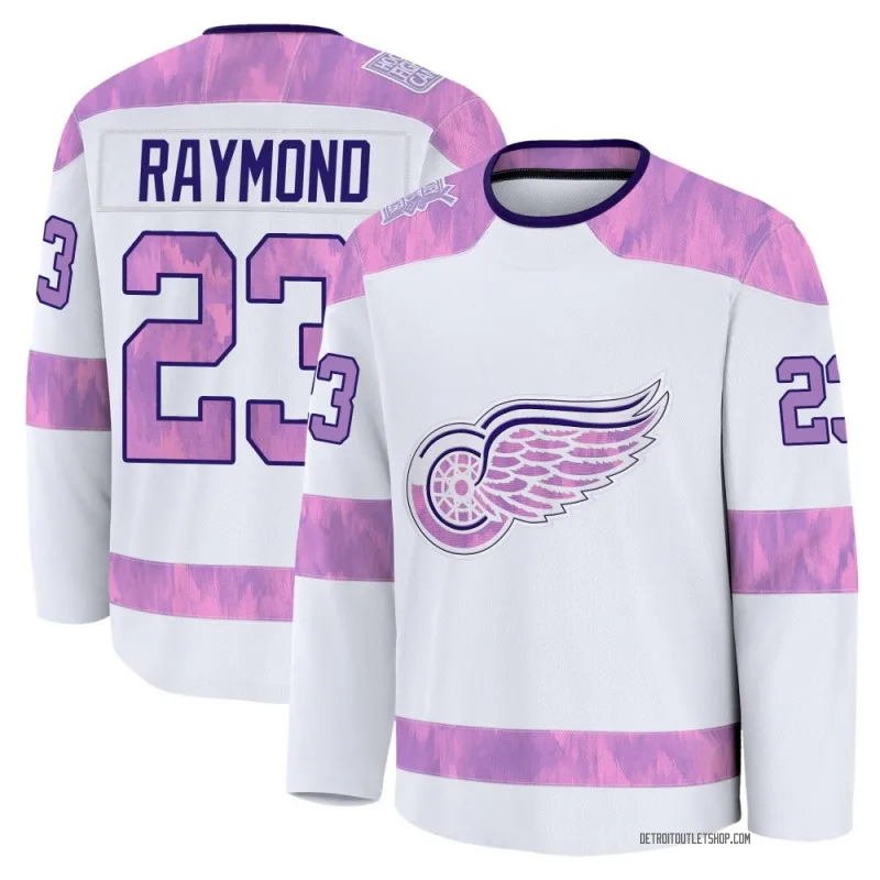 Youth Lucas Raymond Detroit Red Wings 2024 Hockey Fights Cancer Practice Jersey - White Premium