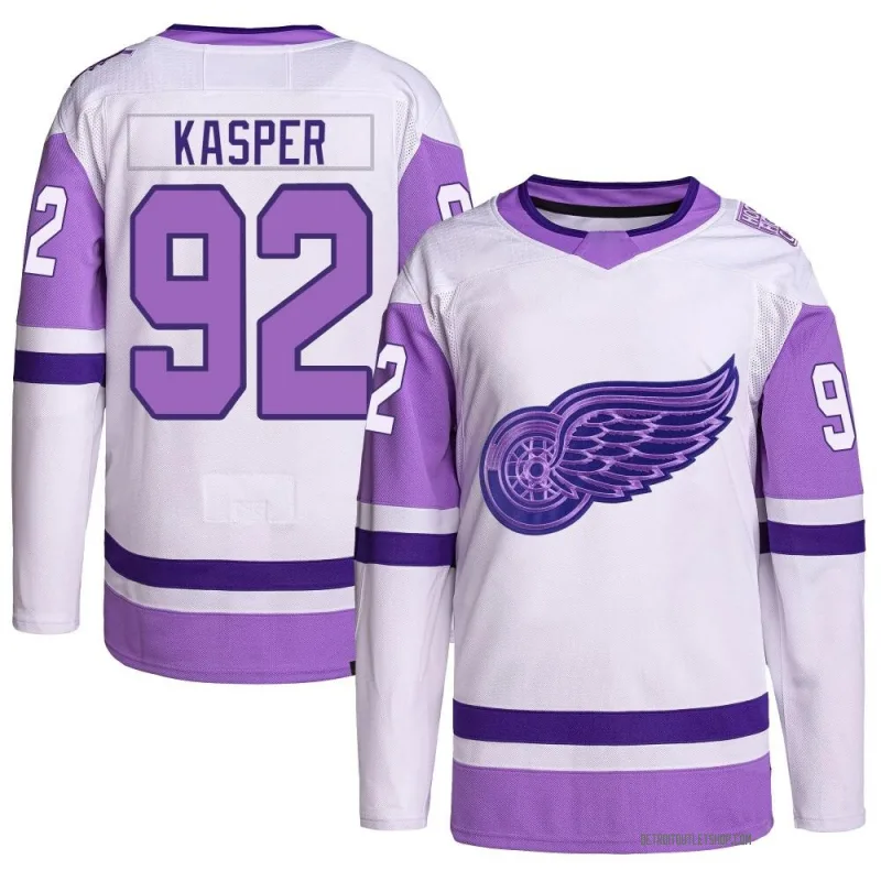 Youth Marco Kasper Detroit Red Wings Hockey Fights Cancer Primegreen Jersey - White/Purple Authentic