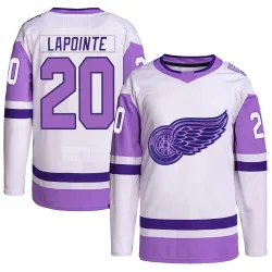 Youth Martin Lapointe Detroit Red Wings Hockey Fights Cancer Primegreen Jersey - White/Purple Authentic