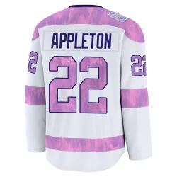 Youth Mason Appleton Detroit Red Wings 2024 Hockey Fights Cancer Practice Jersey - White Premium