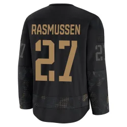 Youth Michael Rasmussen Detroit Red Wings 2024 Military Appreciation Practice Jersey - Black Premium