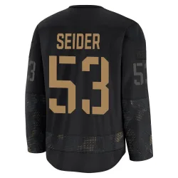 Youth Moritz Seider Detroit Red Wings 2024 Military Appreciation Practice Jersey - Black Premium