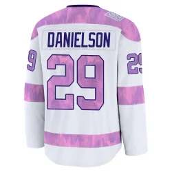 Youth Nate Danielson Detroit Red Wings 2024 Hockey Fights Cancer Practice Jersey - White Premium