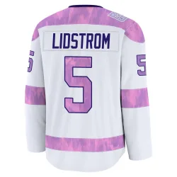Youth Nicklas Lidstrom Detroit Red Wings 2024 Hockey Fights Cancer Practice Jersey - White Premium